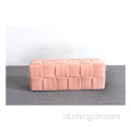 Pink Beludru Penyimpanan Ottoman Furniture Ruang Tamu